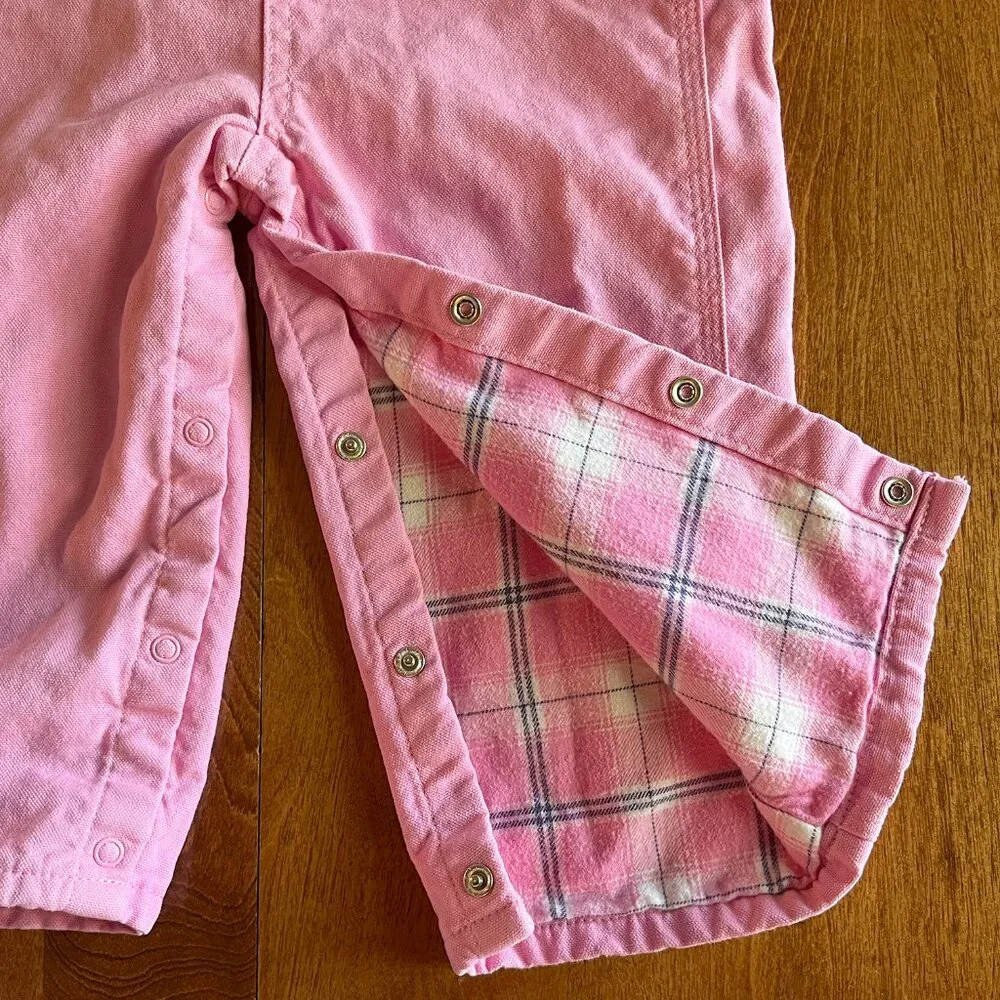 Carhartt pink flannel-lined overalls 24m